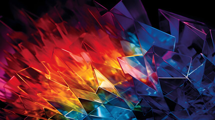 Intersecting prisms refracting light into a dazzling display of colors created with Generative AI technology