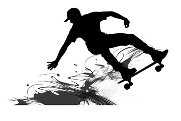 Fototapeta na wymiar skateboarder silhouettes.AI Generative