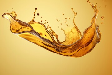Splash of orange juice on a yellow background. 3d rendering, generative Ai