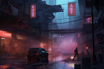 Apocalyptic ruins of the city. Disaster effect.AI Generative