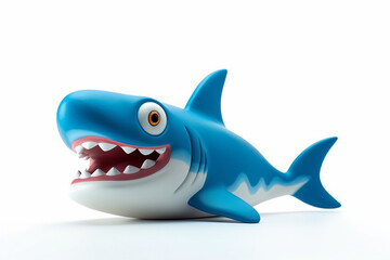 blue shark 3d illustration isolated on white background