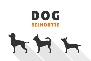 Dog silhouette vector illustration, flat design with dogs