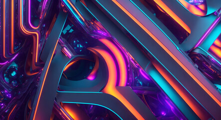 Brilliant Neon Lights Illuminate Colorful Night Scene