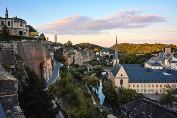 Colorful Sunset in Grund - Luxembourg City - obrazy, fototapety, plakaty