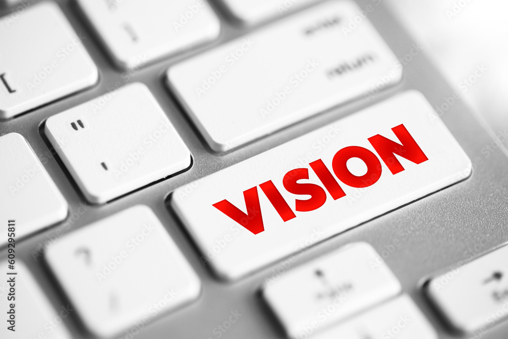 Poster vision text button on keyboard, concept background