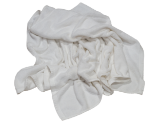 White crumpled towel after use isolated on white background with cllipping path in png file format.
