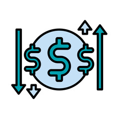 Filled Line Economic Up and down design vector icon design vector line icon svg