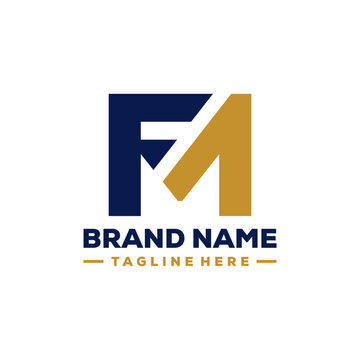 fm f m letter logo design vector