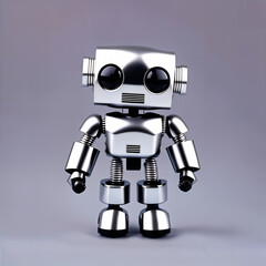 ちょこんと立ってこちらを見ているちびロボ A little robot standing there looking at you.generative AI