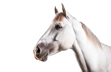 Fototapeta premium Ai generative. White horse on white