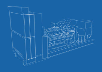 Diesel generator unit for factory. he layers of visible and invisible lines are separated