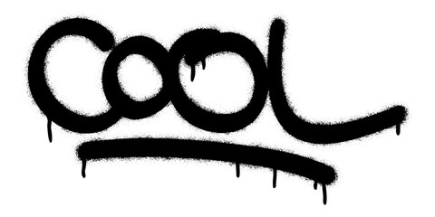 Isolated spray paint graffiti word COOL over white.
