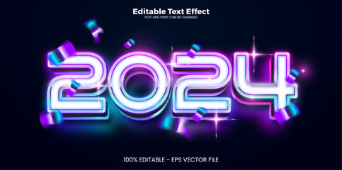 2024 New year editable text effect in modern trend style