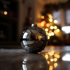 A close-up of a Christmas ornament with a reflection of a three generative AI