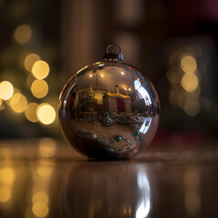 A close-up of a Christmas ornament with a reflection of a two generative AI