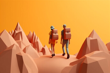 a couple is climbing a mountain Generative AI