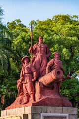 Statue of the People's Resistance Against Britain. Stone sculpture group located in Humen Town, Dongguan, Guangdong province, commemorates the Chinese people's resistance against British imperialism d