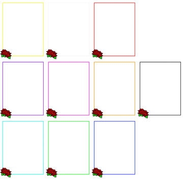 Assorted Colored Letter Border Frames With Red Roses Collection 10 Pack