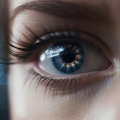 A close-up of a persons eyes wearing smart contact lenses one generative AI
