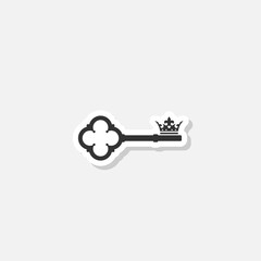 Crown old key logo sticker icon