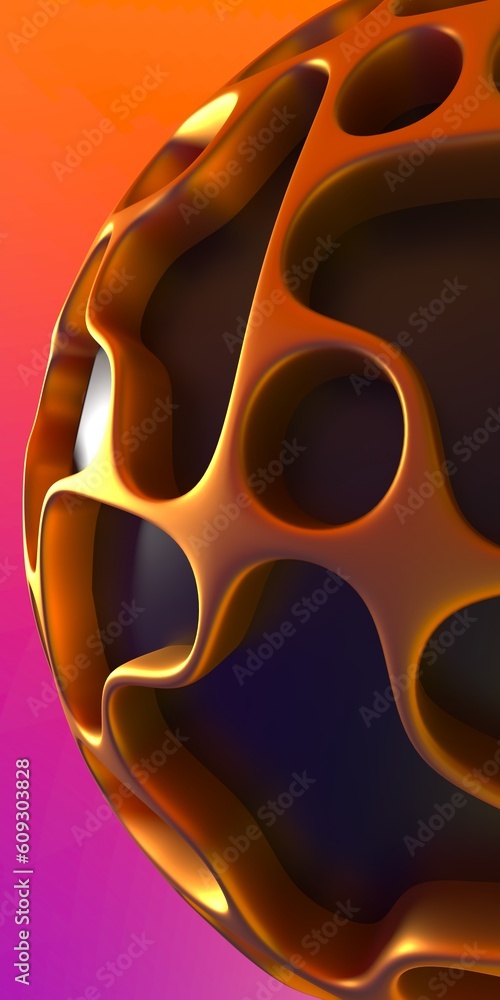 Poster golden pattern on a dark background. 3d render