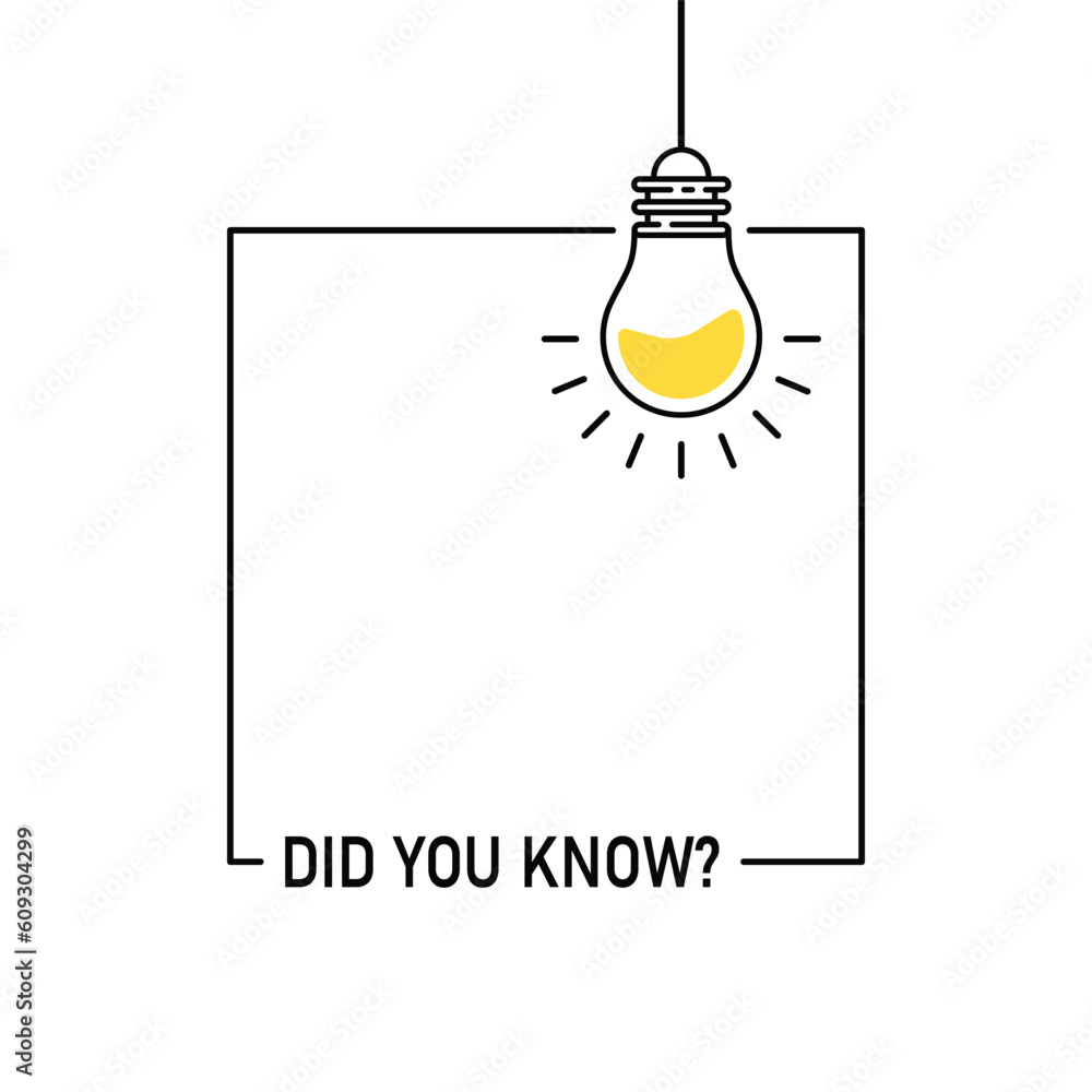 Poster did you know like hanging bulb in frame. outline flat simple trend modern graphic linear web banner 