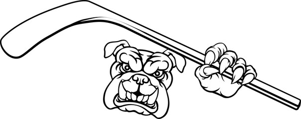 Bulldog Ice Hockey Player Animal Sports Mascot