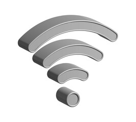 3D WiFi icon on white background. Isolated on white background