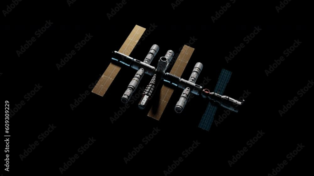 Wall mural docking of the space module with the space station. video has alpha channel