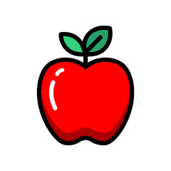Red apple fruit doodle icon flat vector design