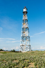 Building view of the Guosheng Lighthouse in Qigu, Tainan, Taiwan. The westernmost point of Taiwan and Taijiang National Park Attractions.