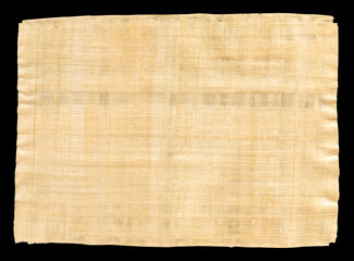 Old papyrus texture isolated on black background