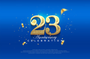 Premium vector 23rd anniversary celebration background with fancy numeral glitter. Premium vector background for greeting and celebration.
