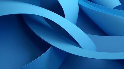 3d render, abstract blue background with curvy paper ribbons, modern minimalist wallpaper, Generative AI