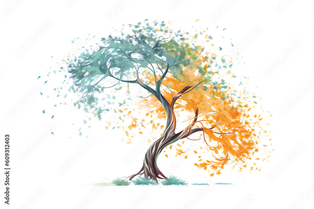 Poster beautiful stylish graphic tree. created with generative ai technology.