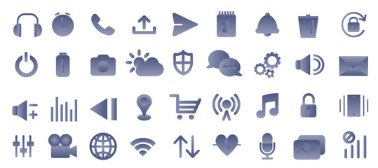 A set of commonly used vector icons. Organizer icons in a light blue gradient.