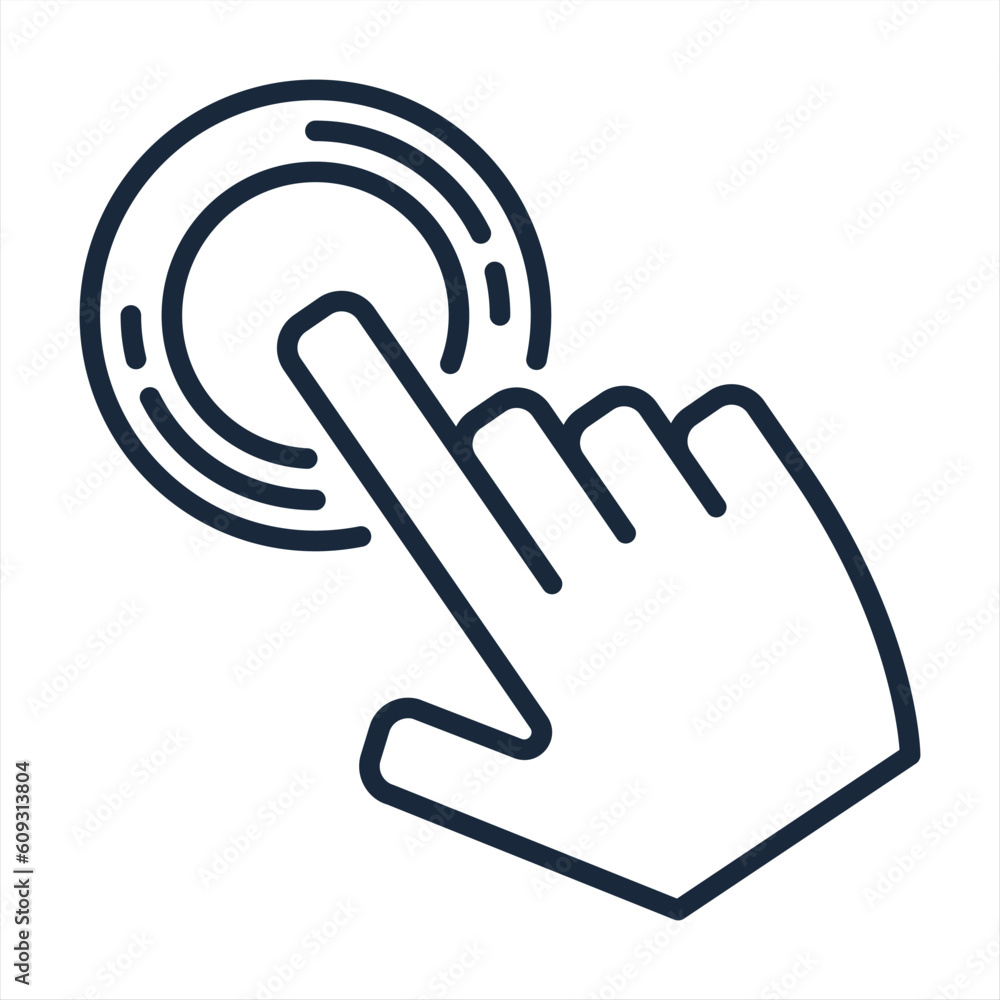 Poster double tap touch gesture linear icon. thin line illustration. hold and press button. contour symbol.