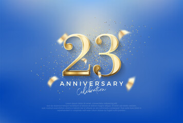 Fototapeta na wymiar Elegant number 23rd with gold glitter on a blue background. Premium vector for poster, banner, celebration greeting.
