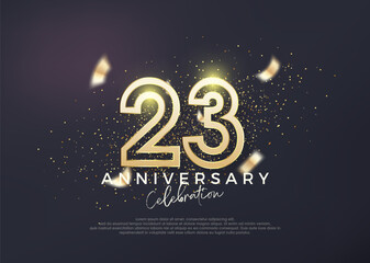 Fototapeta na wymiar Gold line design for 23rd anniversary celebration. Premium vector for poster, banner, celebration greeting.
