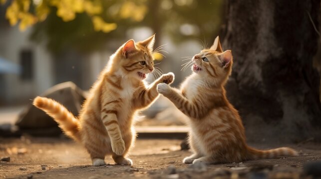 Playful feline radiating blissful contentment and charm. "Generative AI content"