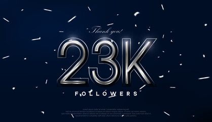 Fototapeta na wymiar Blue silver design for greeting to 23k followers celebration.