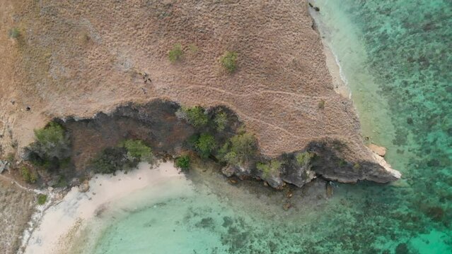 Drone View of Nisa Ndoko, beatiful tiny island in Bima Nusa Tenggara Barat