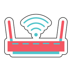 Sticker Wireless Router design vector icon design vector line icon svg