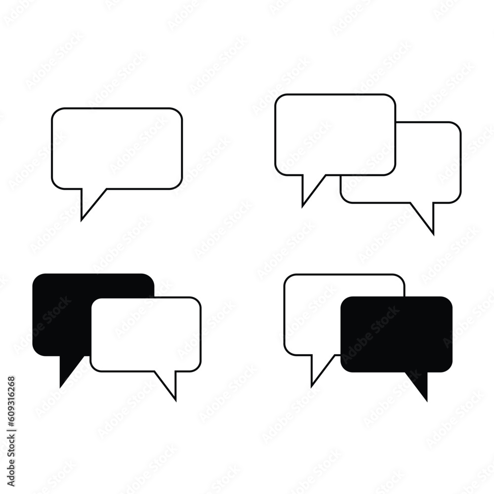 Poster Chat bubble vector icon set. Speech bubble sign collection. Dialogue symbols. Message icon set template. Suitable for use as a UI icon design, application icon, button, chat, etc