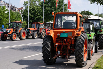 Farmers blocked traffic with tractors during a protest