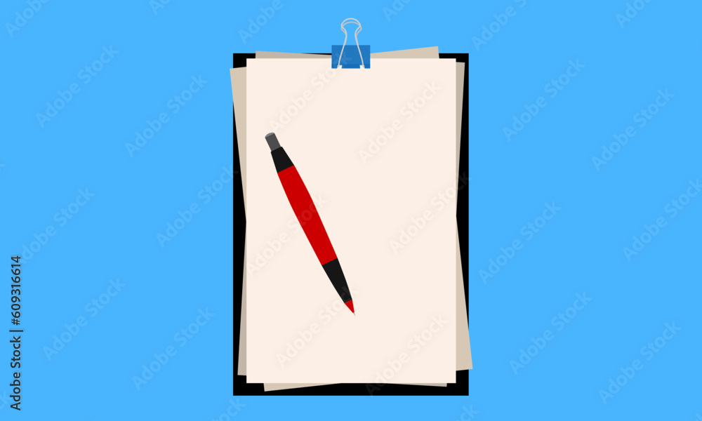 Poster notebook pen vector paper icon writing. background isolated design illustration flat notepad. note l