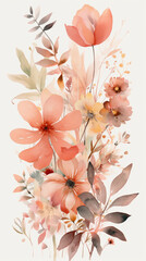 Watercolor floral wallpaper background in pastel colors. Generative AI