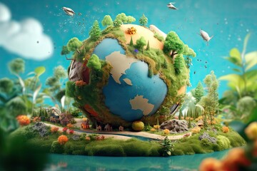 Obraz na płótnie Canvas digital art mr planet design globe mr planet world concept art