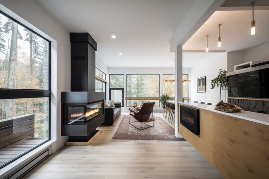 high-efficiency furnace with state-of-the-art controls and sleek design in ecofriendly home, created with generative ai