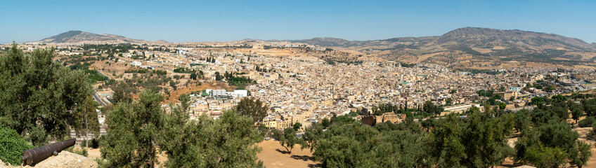 Fototapeta na wymiar Fez Morocco the medina medieval town from above